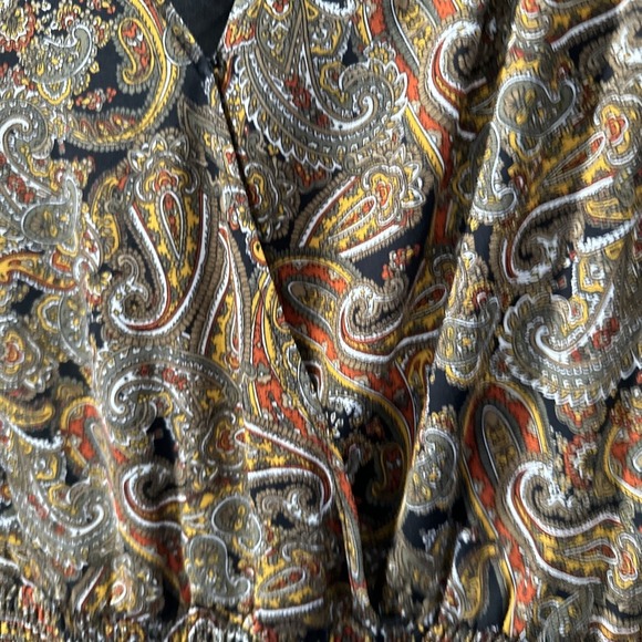Michael Kors ‎ Dress Paisley Print Smocked Waist Ruffle Long Sleeve Sienna SZ M - Picture 3 of 6